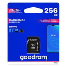 shumee Pamäťová karta Microcard 256GB micro SD XC UHS-I class 10 + SD adaptér