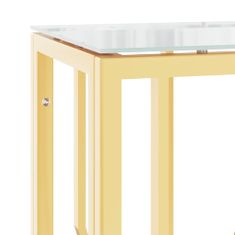 Petromila vidaXL Konzolový stolík zlatý 70x30x70 cm nehrdzavejúca oceľ a sklo