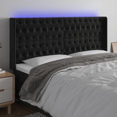 Vidaxl Čelo postele s LED čierne 183x16x118/128 cm zamat