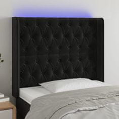 Vidaxl Čelo postele s LED čierne 93x16x118/128 cm zamat