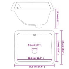 Petromila vidaXL Kúpeľňové umývadlo biele 36,5x32x15,5 cm obdĺžnikové keramické