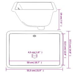 Petromila vidaXL Kúpeľňové umývadlo biele 55,5x37,5x19 cm obdĺžnikové keramické