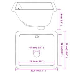 Petromila vidaXL Kúpeľňové umývadlo biele 30,5x27x14 cm obdĺžnikové keramické