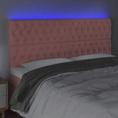 Vidaxl Čelo postele s LED ružové 180x7x118/128 cm zamat