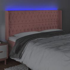 Vidaxl Čelo postele s LED ružové 183x16x118/128 cm zamat