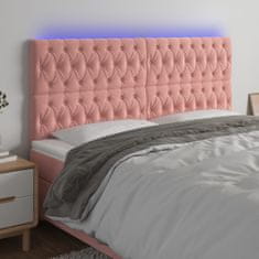 Vidaxl Čelo postele s LED ružové 180x7x118/128 cm zamat