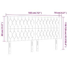 Vidaxl Čelo postele s LED ružové 183x16x118/128 cm zamat