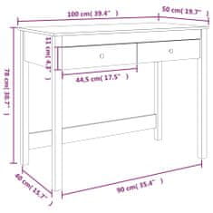 Vidaxl Písací stôl so zásuvkami 100x50x78 cm masívna borovica