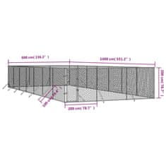 Vidaxl Vonkajší koterec pre psov strieborný 6x14x2 m pozinkovaná oceľ