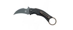 Fox Knives FX-591 Tic BR Black Bird vreckový nôž - karambit 6,5 cm, celočierny, uhlíkové vlákno