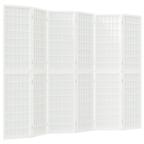 Vidaxl Skladací paraván s 6 panelmi, japonský štýl 240x170 cm biely