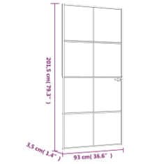 Vidaxl Vnútorné dvere biele 93x201,5 cm tvrdené sklo a hliník úzke