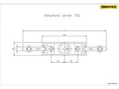 Zámok nábytkový 702A rázvor. bez tyčí