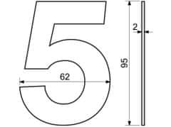 Číslo domové č.6 95mm nerez