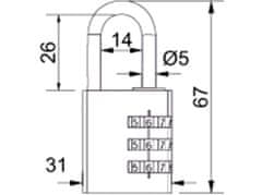 Zámok visiaci kódový RV.12002.30