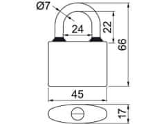 Richter Zámok visiaci OVAL 45 3kl. na rovnaký uzáver