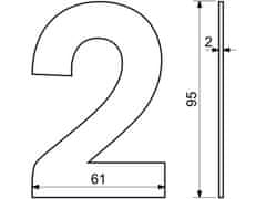 Číslo domovej č.2 95mm nerez ČER