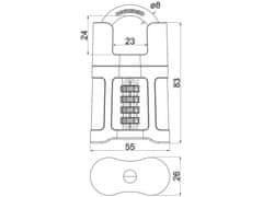 Zámok visiaci kódový RV.25011 ČER
