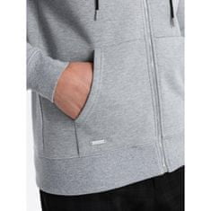 OMBRE Pánska mikina na zips V3 OM-SSZP-22FW-003 grey melange MDN123246 M