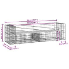 Petromila vidaXL Záhradná lavica gabiónový dizajn 244x71x65,5cm impreg. borovica