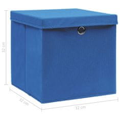 Vidaxl Úložné boxy s vekom 10 ks, modré 32x32x32 cm, látka