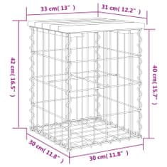 Vidaxl Záhradná lavička gabiónový dizajn 33x31x42 cm masívna borovica