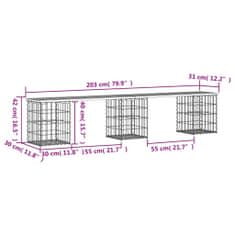 Petromila vidaXL Záhradná lavička gabiónový dizajn 203x31x42 cm impreg. borovica