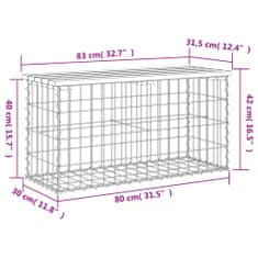 Petromila vidaXL Záhradná lavička gabiónový dizajn 83x31,5x42 cm impr. borovica