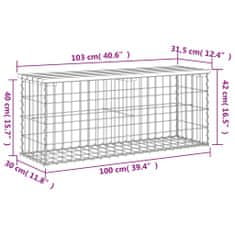 Petromila vidaXL Záhradná lavica gabiónový dizajn 103x31,5x42 cm masívny douglas