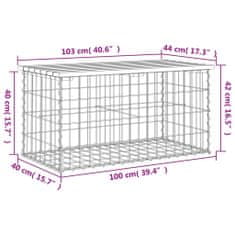 Vidaxl Záhradná lavička gabiónový dizajn 103x44x42 cm masívna borovica