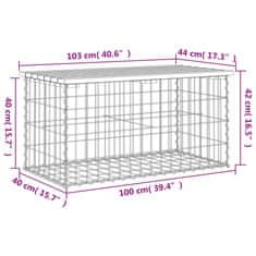 Vidaxl Záhradná lavička gabiónový dizajn 103x44x42 cm impreg. borovica