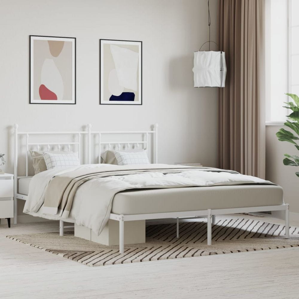 Petromila vidaXL Kovový rám postele s čelom biely 180x200 cm
