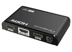 PremiumCord HDMI 2.0 splitter 1-2 porty, 4K x 2K/60Hz, FULL HD, 3D, čierny