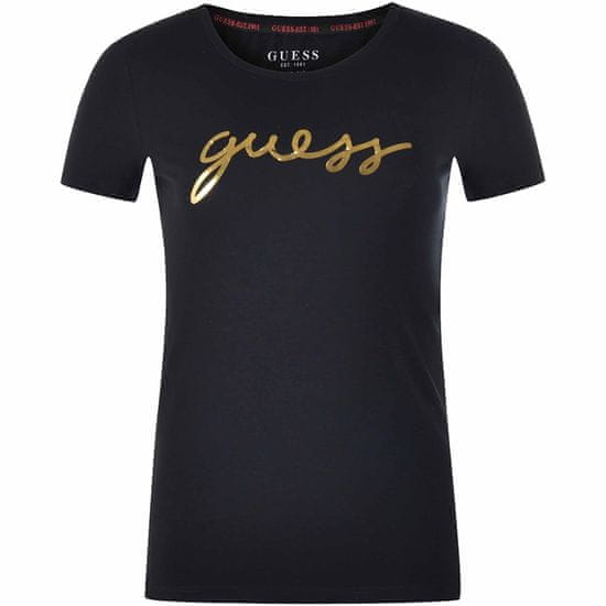 Guess Tričko čierna Slim Fit Logo