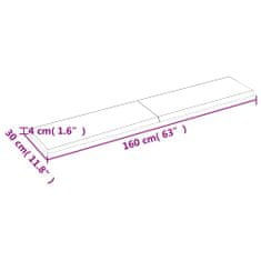 Vidaxl Nástenná polica tmavosivá 160x30x4 cm ošetrený dubový masív