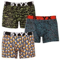 Styx 3PACK pánske boxerky long športová guma viacfarebné (3U12672) - veľkosť XL