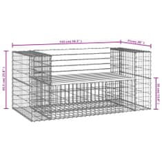 Petromila vidaXL Záhradná lavička gabiónový dizajn 143x71x65,5cm masív. borovica