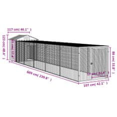 Vidaxl Klietka pre kurčatá výbeh svetlo sivá 117x609x123 cm poz. oceľ