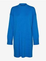 Vero Moda Modré dámske svetrové šaty VERO MODA Goldneedle S