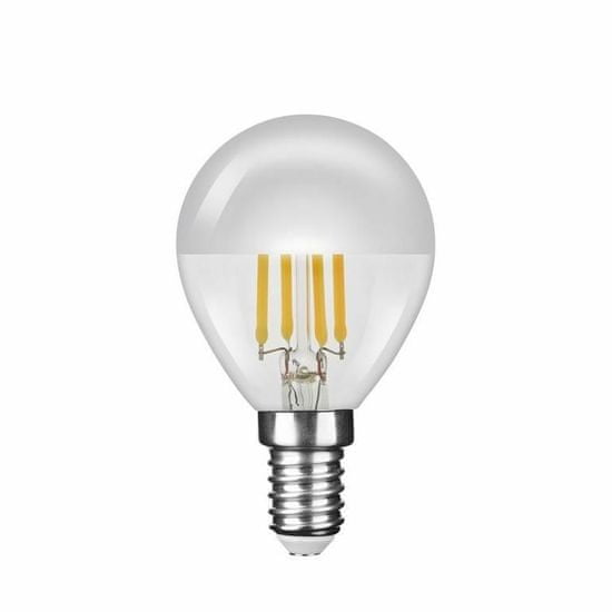 Modee LED žiarovka Filament Globe Mini P45 Silver Top 4W E14 teplá biela