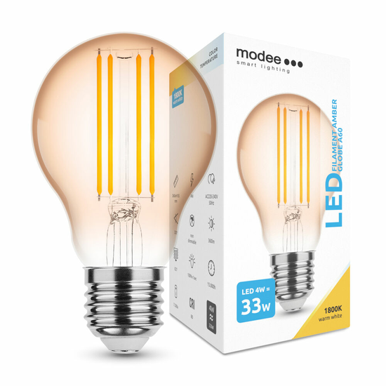 Modee Smart Lighting LED žiarovka Filament Amber Globe E27 4W teplá biela (ML-A60FA1800K4WE27)