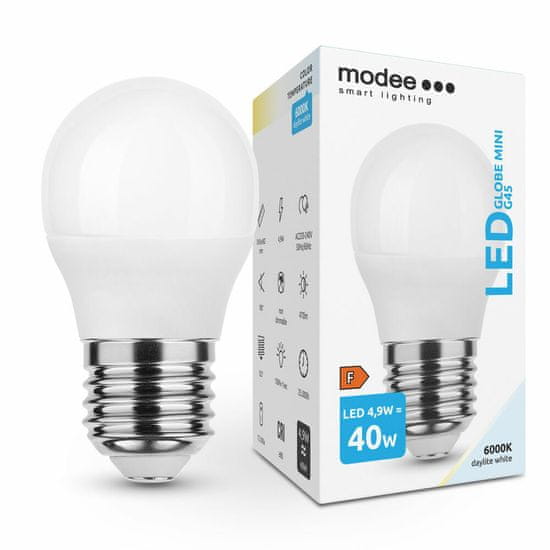 Modee Smart Lighting LED Globe Mini žiarovka E27 4,9W studená biela (ML-G456000K4,9WE27)