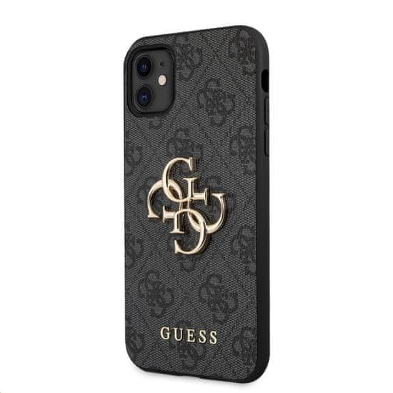 Guess Zadný kryt PU 4G Metal Logo pre iPhone 11 Grey