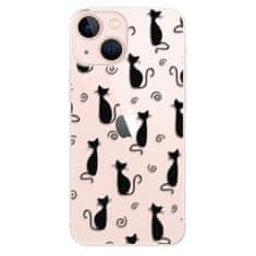 iSaprio Silikónové puzdro - Cat pattern 05 - black pre Apple iPhone 13 mini