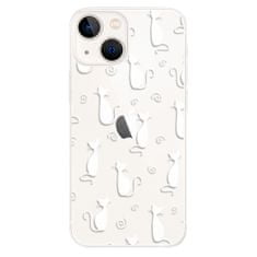 iSaprio Silikónové puzdro - Cat pattern 05 - white pre Apple iPhone 13 mini