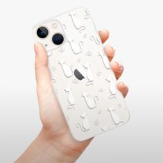 iSaprio Silikónové puzdro - Cat pattern 05 - white pre Apple iPhone 13 mini