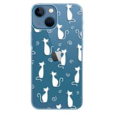 iSaprio Silikónové puzdro - Cat pattern 05 - white pre Apple iPhone 13 mini