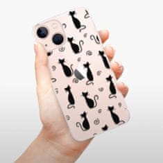 iSaprio Silikónové puzdro - Cat pattern 05 - black pre Apple iPhone 13 mini