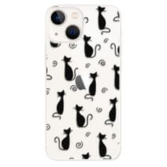 iSaprio Silikónové puzdro - Cat pattern 05 - black pre Apple iPhone 13 mini