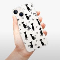 iSaprio Silikónové puzdro - Cat pattern 05 - black pre Apple iPhone 13 mini